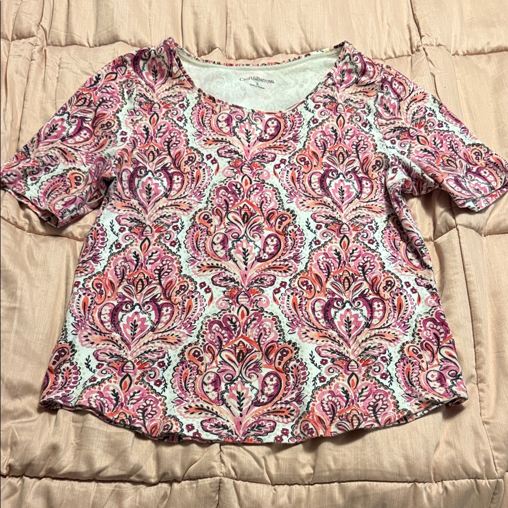 💋5/$25💋 Croft & Barrow Multicolor Paisley Short Sleeve Tee